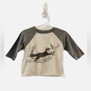Common Good - Be Brave Kids Raglan Tee - Gray and White - 3T